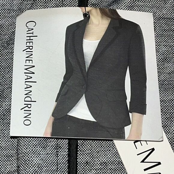 Catherine Malandrino Black White Houndstooth Knit Blazer Jacket Wmns Sz Med NEW - Picture 15 of 16